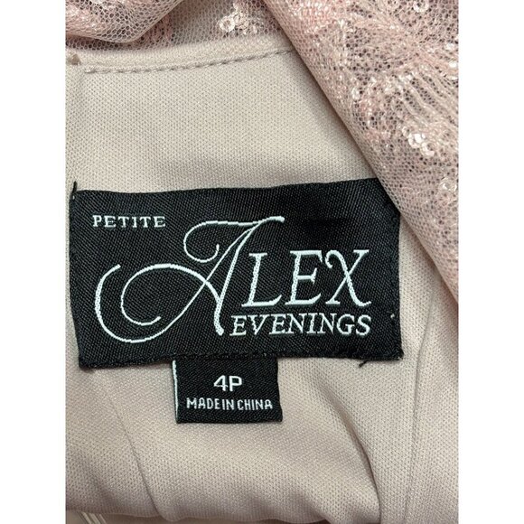 Alex Evenings Size 4 Petite Sequined Embroidered Mauve Maxi Dress Cap Sleeves - Picture 9 of 12